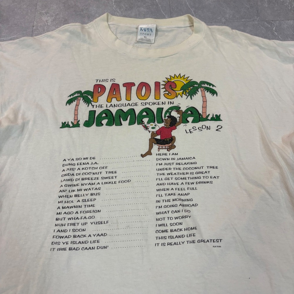 Vintage Kappa Sport Jamaica Patois Language Lesson 2 Graphic T-Shirt Mens XL
